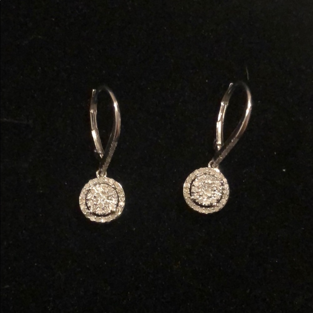 Sterling silver diamond drop earrings